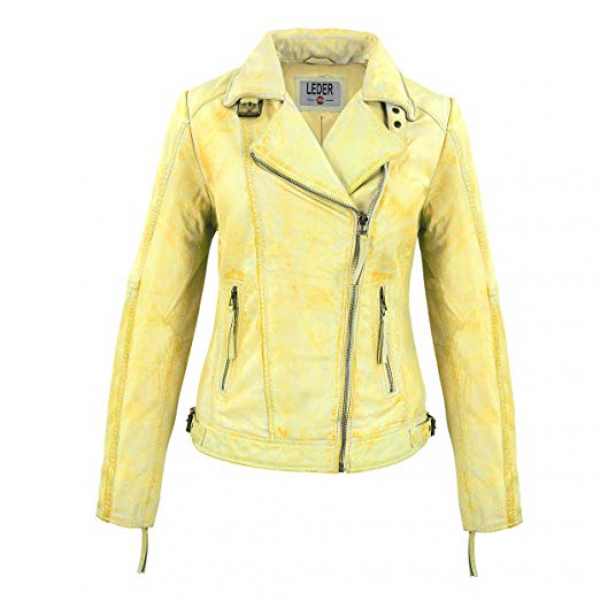 Leder24h Ladies Leather Jacket yellow 2052