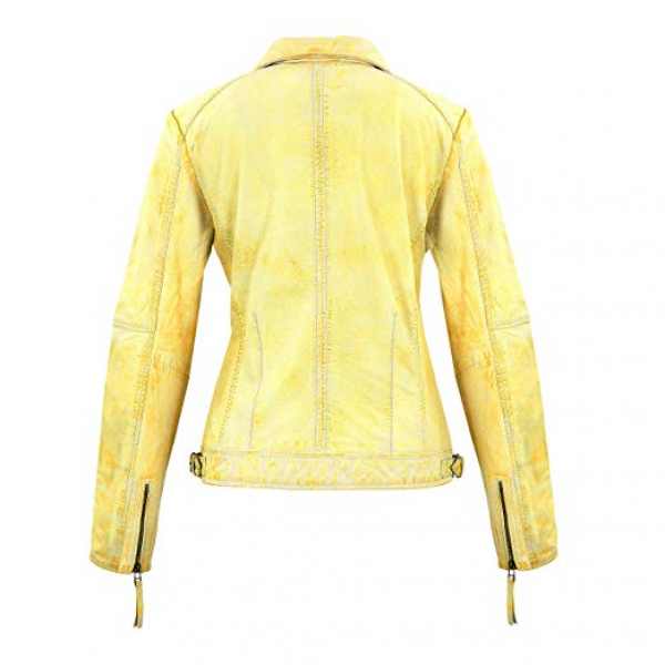 Leder24h Ladies Leather Jacket yellow 2052