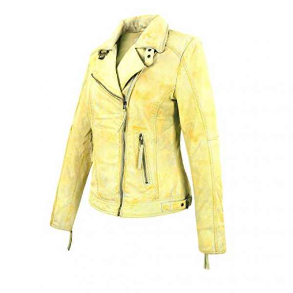 Leder24h Ladies Leather Jacket yellow 2052