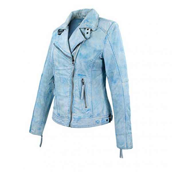 Leder24h Ladies Leather Jacket light blue 2053