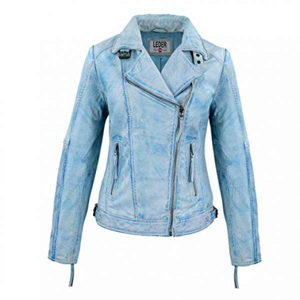 Leder24h Ladies Leather Jacket light blue 2053