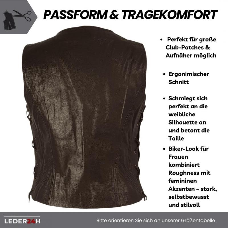 ladies leather vest leder24h 1076 brown women's jacket