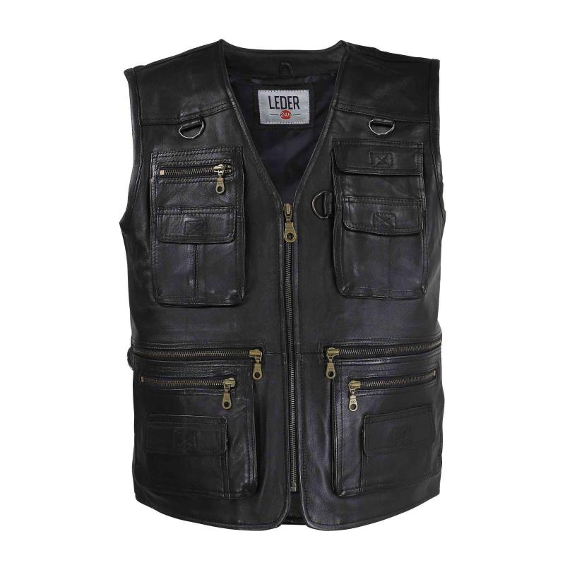 Outdoor Leather Vest black 1035