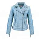 Leder24h Ladies Leather Jacket light blue 2053